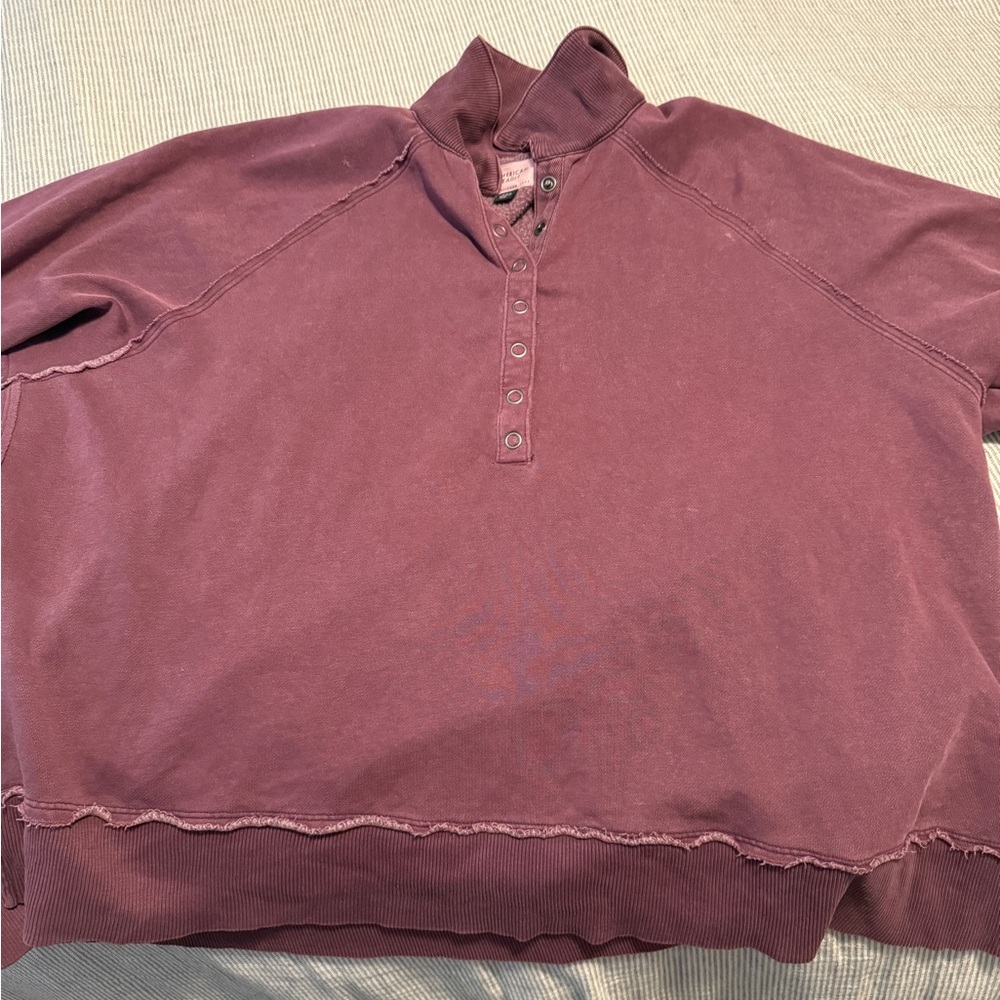 American Eagle Long Sleeve Henley Pullover - Wine